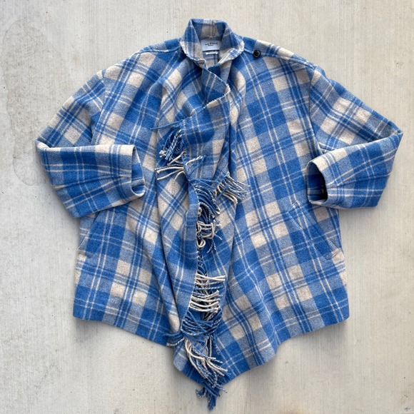 Isabel Etoile Marant Blue Plaid Shawl Jacket Size 38 US M - Picture 1 of 8